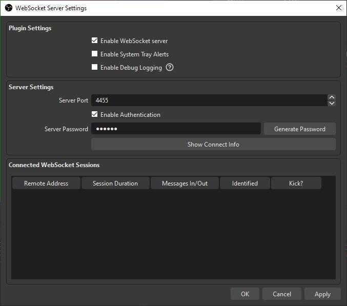 OBS WebSocket Server Settings